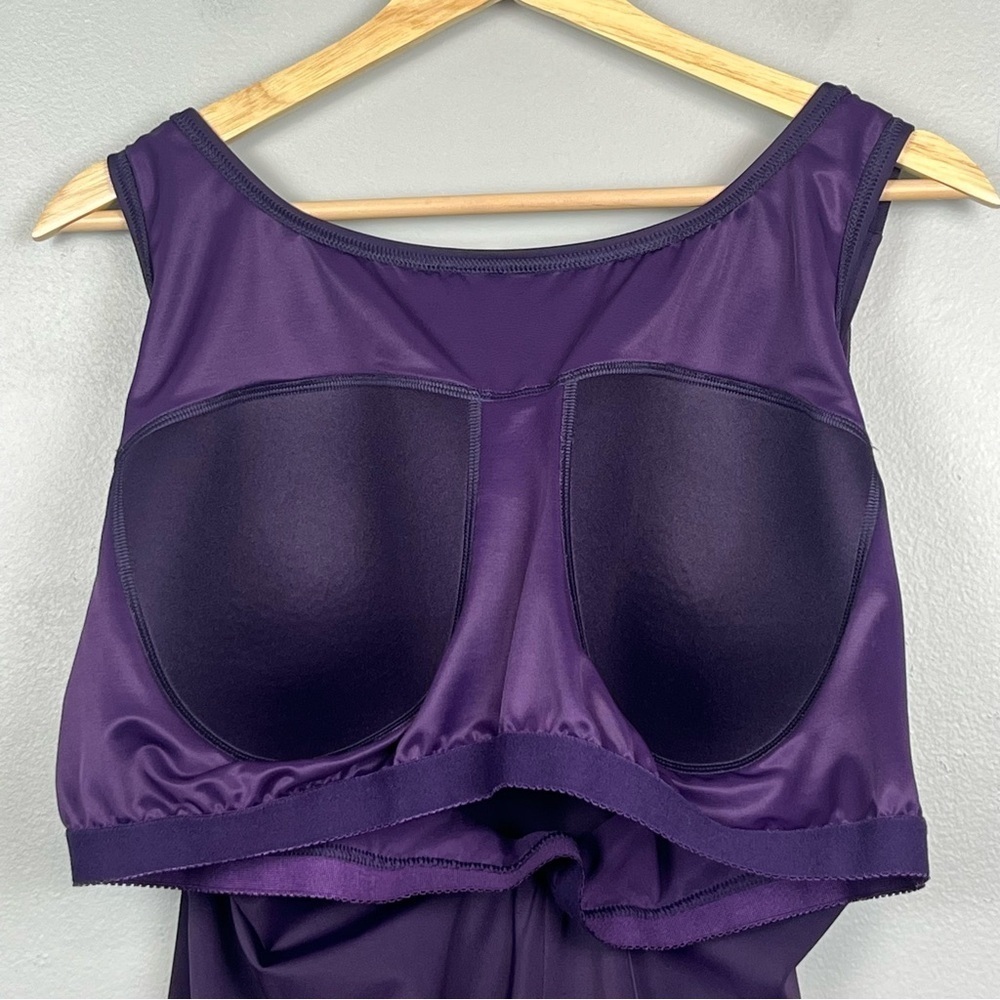 Lands End purple Tugless full coverage modest 1 piece tank swimsuit, 24W DD. - Picture 8 of 11